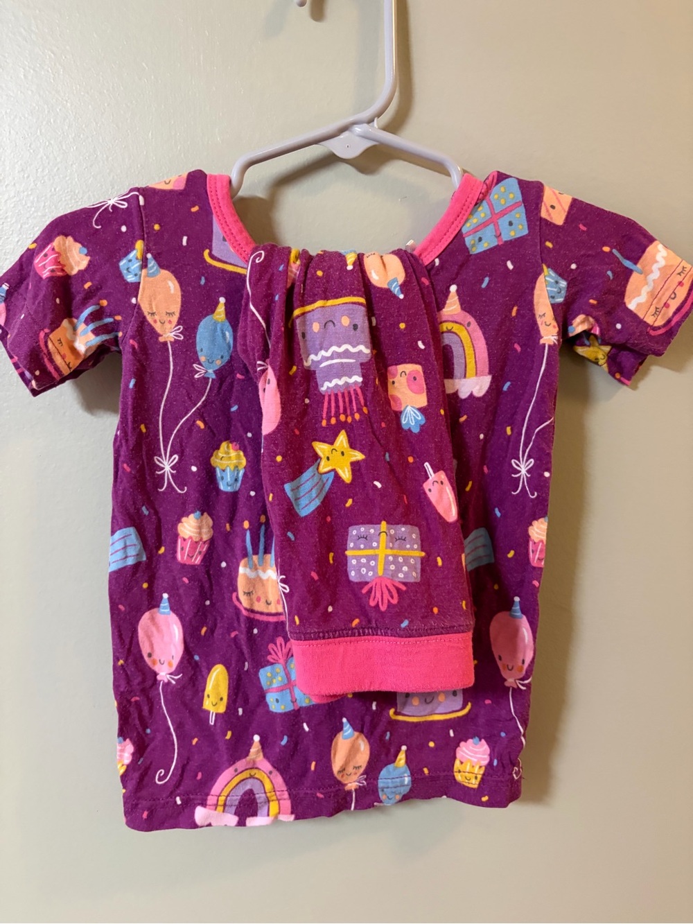 Little Sleepies celebration birthday pjs purple size 12-18 months bamboo
